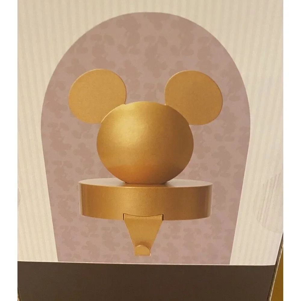 2024 Disney Parks Mickey Mouse Stocking Holder Icon Hanger‎ Gold Metal NEW